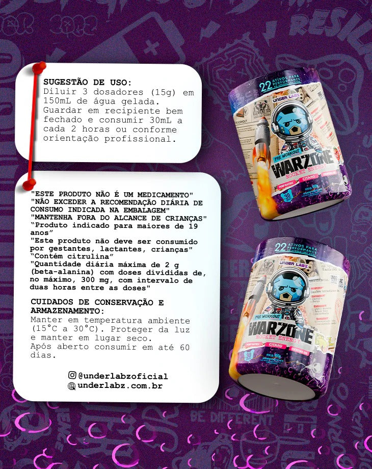 PRE WORKOUT WARZONE ROCKET ENERGY 450G - UNDER LABZ